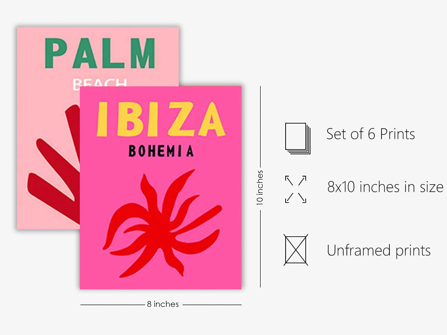 ASMANNA Preppy Room Decor Aesthetic,Set of 6 Travel Posters for Room Aesthetic,Preppy Travel Wall Art Prints,Trendy Travel Wall Art,Vintage City Posters for Teen Girls Bedroom (Unframed, 8x10)