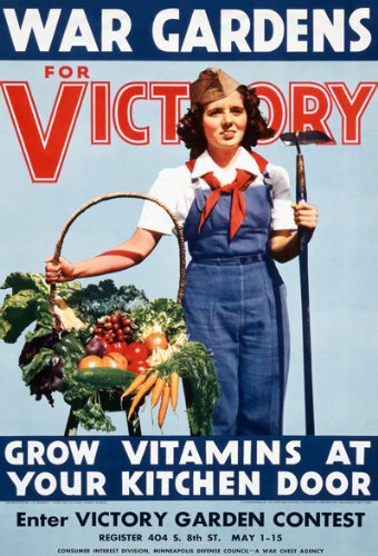 Affiche Prints 2W85 Vintage 1940's WWII War Victory Garden Grow Your Own Vegetables WW2 Poster - A3 (432 x 305mm) 16.5" x 11.7"