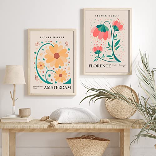 AnyDesign 9Pcs Flower Market Wall Art Prints Matisse Art Poster Unframed Floral Drawing Posters Colorful Decor for Gallery Room Aesthetic Living Room Bathroom Decor, 8x10inch