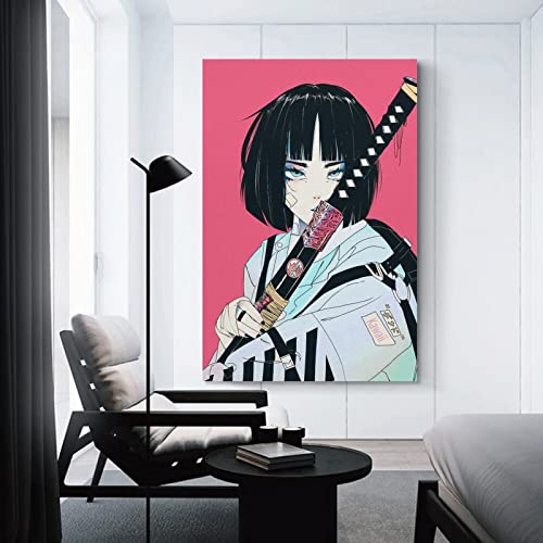 ASQUAR Japanese Anime Samurai Girl Kawaii Poster Canvas Print Artwork Wall Art Decor Poster for Modern Homes Office Bedroom 12x18inch(30x45cm)