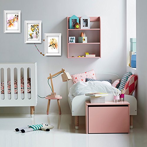 7Dots Art. Mom and baby. Watercolor Art Print, poster 8"x10" on Fine Art thick Watercolor paper for childrens kids room, bedroom, bathroom. Wall art decor with Animals for boys, girls. (Foxes)