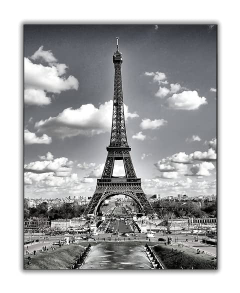 ShopHaven Eiffel Tower Print, Black and White Art, Eiffel Tower Wall Art, Paris Photo, France Print, Paris Art- 11x14 Poster Print