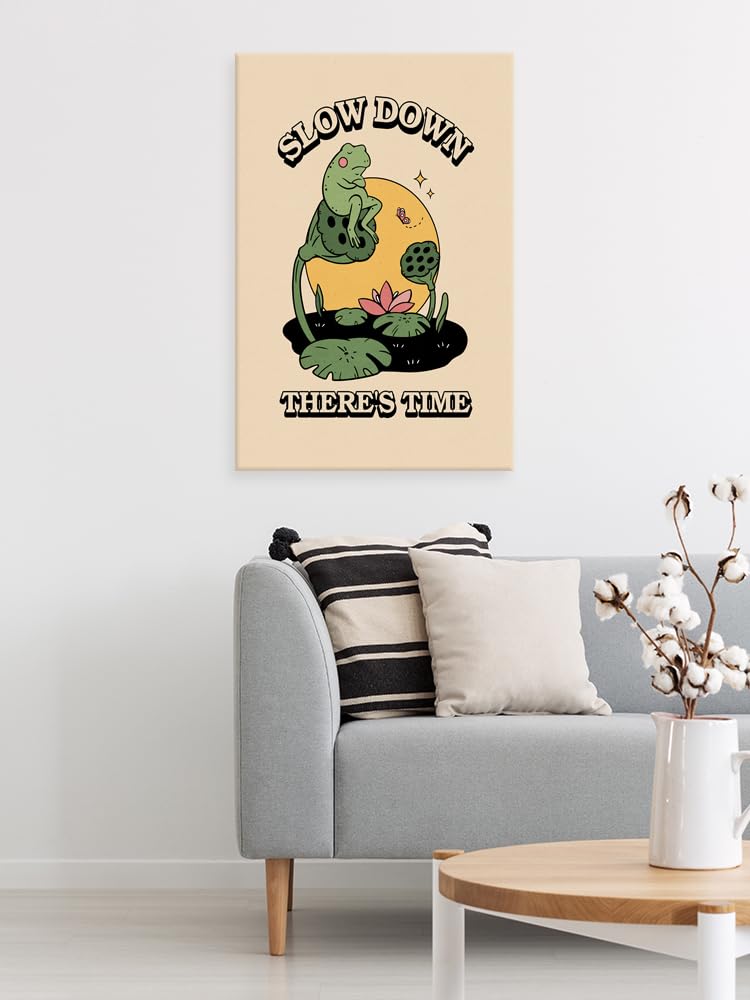 NAVIWEEK Vintage Frog Posters Wall Art Prints,SLOW DOWN THERE S TIME Cute Frog Wall Art Decor,Frog Decor for Bedroom,lotus Creativity Wall Canvas Prints 12x16 in Unframed