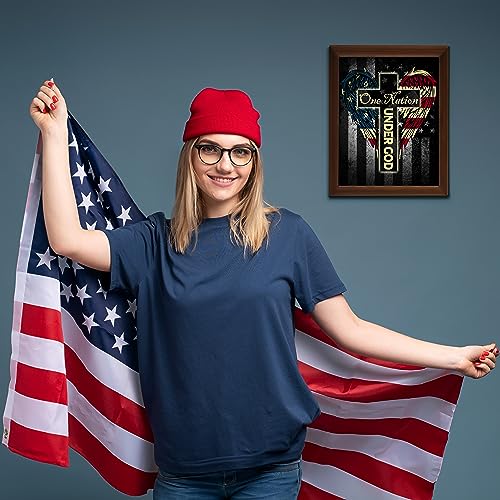 One Nation Under God - Patriotic American Flag Wall Art, This Christian Wall Decor Poster Is An Ideal Inspirational Art For Home Decor, Bedroom Decor, Boys Room Decor, or 4th Of July, Unframed - 8x10