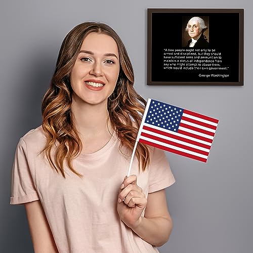 George Washington Quotes Wall Art- A Free People Armed & Disciplined Wall Art Print, This Presidential Portrait Patriotic Wall Decor Poster Is Ideal For Home, Office, & Garage Decor, Unframed - 8x10"