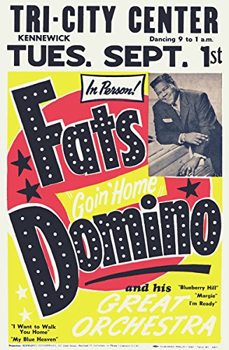 Affiche Prints RR01 Vintage Fats Domino Rock & Roll Concert Gig Band Advertisement Poster Print - A3 (432 x 305mm) 16.5" x 11.7"