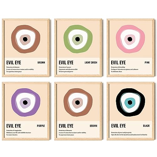 97 Decor Evil Eye Decor Poster - Pink Wall Decor Art, Room Decor, Home Decor, Aesthetic Poster, Eyes Print Painting Protection Artwork Decoration (8x10 UNFRAMED)