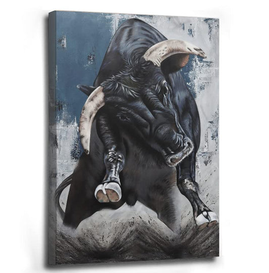 SIDMO bull painting cow paintings canvas wall art abstract animal black and gold poster highland print farmhouse artwork 12x18inch Unframed