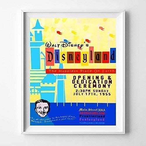 Disneyland The Happiest Place on Earth Adventureland Frontierland Wall Art Poster Home Decor Print Vintage Artwork Reproduction - Unframed