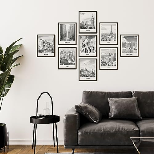 97 Decor Black White City Wall Art Print - Cityscape Pictures, Famous Architecture Landscape Artwork Wall Decor, European Buildings Poster, New York Skyline Photo (8x10 UNFRAMED)