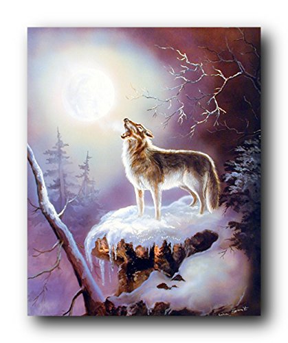 Warrior's Wolf Song Native American Wall Decor Art Print Poster (16x20)