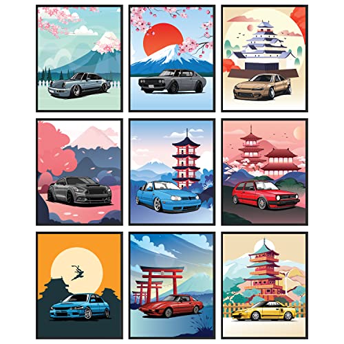 97 Decor Jdm Poster - Jdm Cars Posters for Men, Jdm Car Wall Art, Vintage Cars Pictures for Wall Bedroom, Classic Car Art Prints, Japanese Car Accessories for Boys Room Decorations (8x10 UNFRAMED)