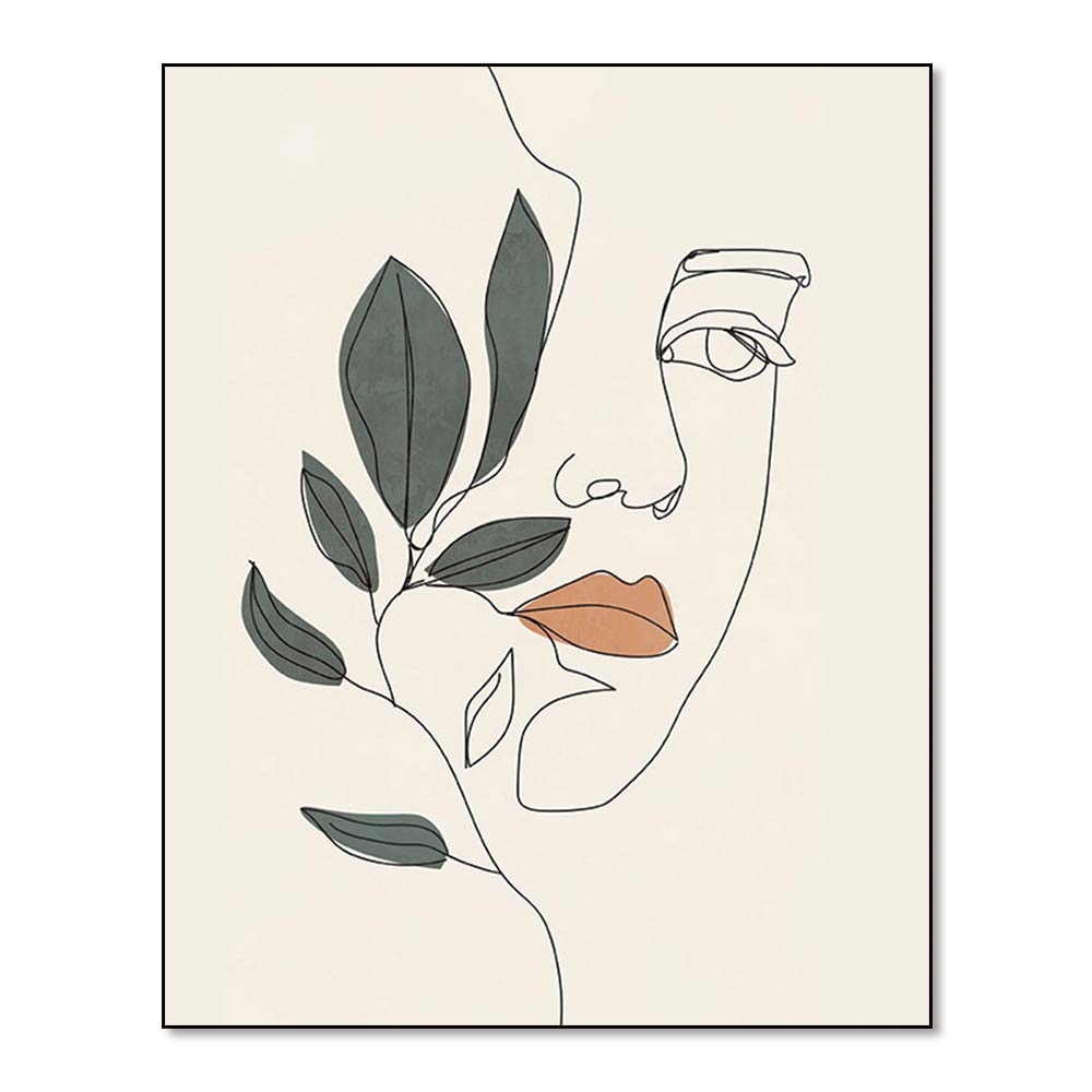 Modern Minimalist Fashion Pop Women Flower Wall Art Painting Set of 4 (8”X10” Canvas Picture) Bedroom Home Decor Prints Poster Frameless