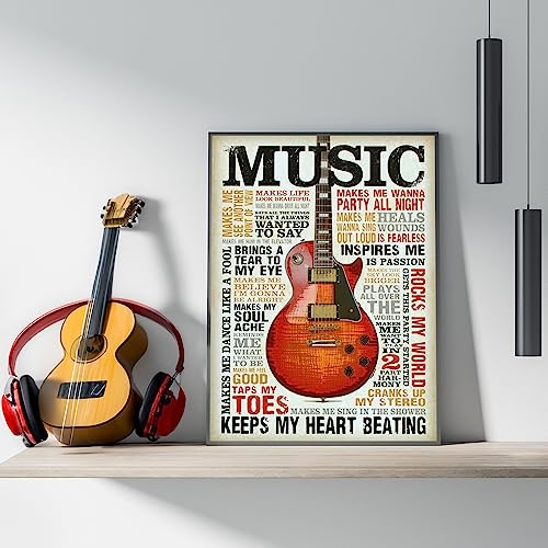 Love of Music- Guitar Music Quote Wall Art Print, This Ready to Frame Typographic funny Music Wall Art Poster Print is Good For Home, Bar, Studio, And Man Cave Room Decor, Unframed - 8x10"