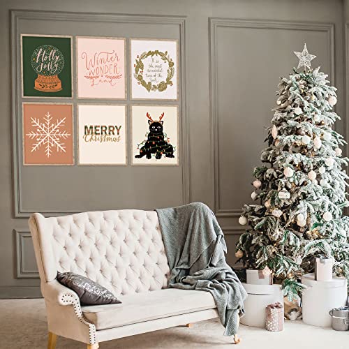 AnyDesign 9Pcs Christmas Boho Wall Art Prints Merry Christmas Winter Wonderland Posters Decorative Aesthetic Art Poster for Home Gallery Living Room Decor, 8 x 10, Unframed