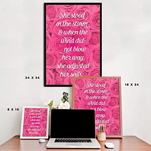 Inspired Posters - She Stood In The Storm - Breast Cancer Awareness Decorative Wall Art Poster - Modern Home Decor - Motivational Posters - UV Print 8x10 Poster