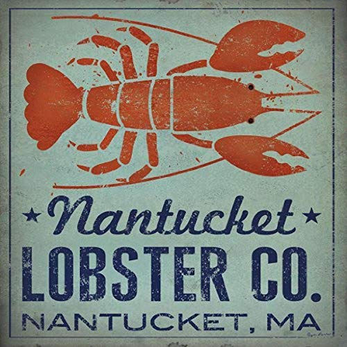 Buyartforless Nantucket Lobster Company Nantucket MA by Ryan Fowler 12x12 Signs Fish Seaside Seafood Animals Art Print Poster Vintage Advertising Cape Cod
