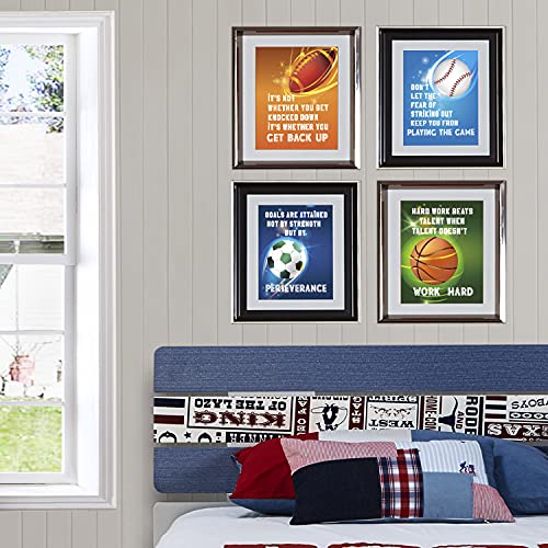 Sports Motivational Quote Phrases Poster Sport Inspirational Quote Art Print Basketball Football Baseball Soccer for Boy's Bedroom Playroom Classroom Living Room Decoration (8"X10” Unframed)