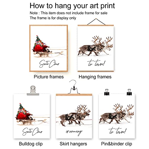 Christmas Wall Art Prints Set of 3 Canvas Artwork Posters Aesthetic Pictures Winter Santa Claus With a Sleigh Xmas Decorations for Home Bedroom Living Room Dorm Bathroom Decor (11"x14" UNFRAMED)