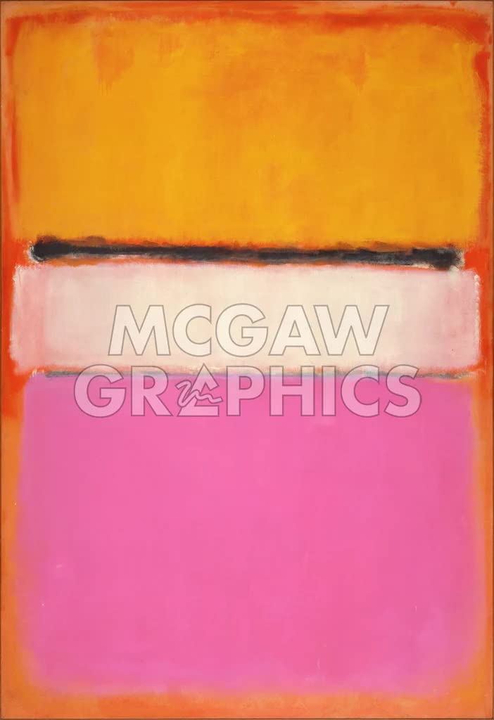 McGaw Graphics White Center Yellow Pink and Lavender on Rose, 1950 by Mark Rothko, Art Print Poster, Paper Size 14 x 11 Image 12.4 8.5, Multicoloured, 14 x 11 Inch