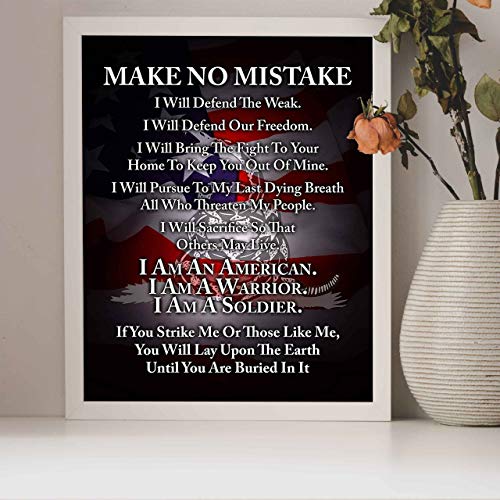 I Am A Soldier - Patriotic Wall Art Poster, Our Motivational Wall Decor Poster Is An Ideal Inspirational American Flag Art For Home Decor, Bedroom Decor, Boy Room Decor or 4th Of July, Unframed - 8x10