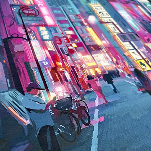 Japan Art Poster Set of 2 - Japanese Print Artwork on Canvas Roll - Tokyo Anime Wall Art Picture Gift - Preppy Night City Wall Decor Poster for Room Aesthetic Bedroom Kitchen Living UNFRAMED 11x14