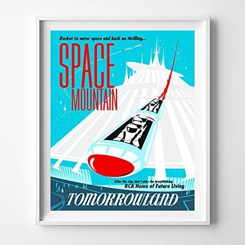 Disneyland Space Mountain Tomorrowland Wall Art Poster Home Decor Print Vintage Artwork Reproduction - Unframed