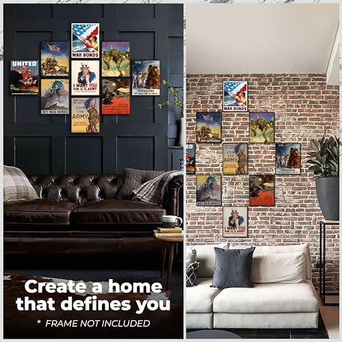 97 Decor Vintage WW2 Poster - WW2 Memorabilia, World War 2 Gifts for Men, Military Recruitment Posters, WWII Propaganda Wall Art Prints, Us Army Axis Pictures WW2 Artwork Decorations (8x10 UNFRAMED)