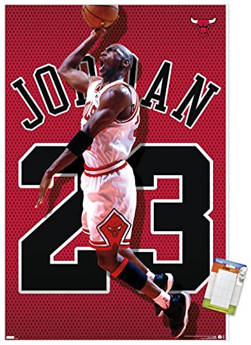 Trends International Michael Jordan - Jersey Wall Poster, 22.375" x 34", Poster & Mount Bundle
