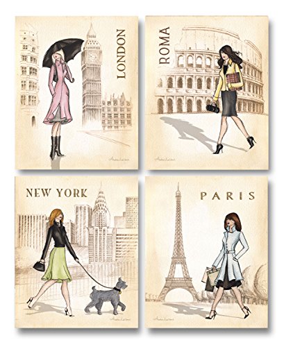 Paris, London, Roma and New York Set by Andrea Laliberte 11"x14" Art Print Poster