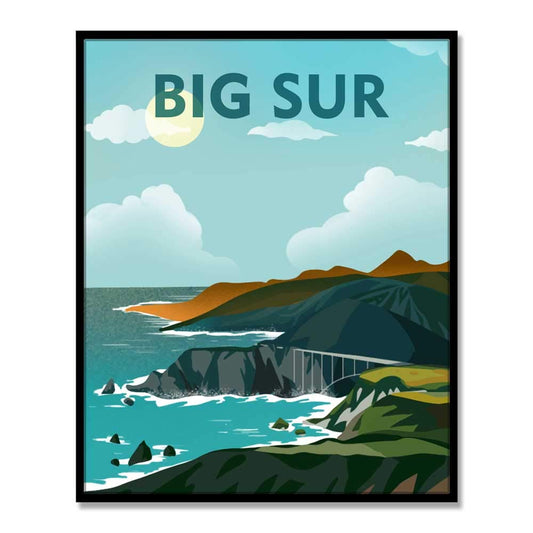 Big Sur California Art Print The Bixby Bridge Big Sur Coast California Minimalist Decor Travel Poster Wanderlust Gift, UNFRAMED 8x10inch