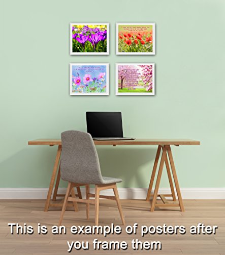 8x10 BIBLE QUOTES Christian Inspirational Wall Decor Posters. Set of 4 Unframed Poster Prints. Made in USA.