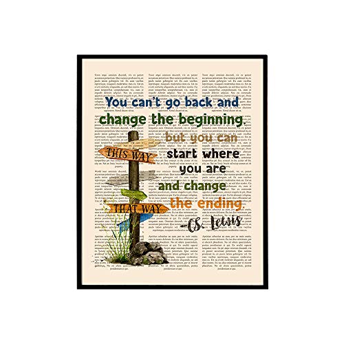 Zoey Art CS Lewis Quote Print, You Can't Go Back and Change Religious Sign Poster, Christian Home Décor 8x10 Unframed