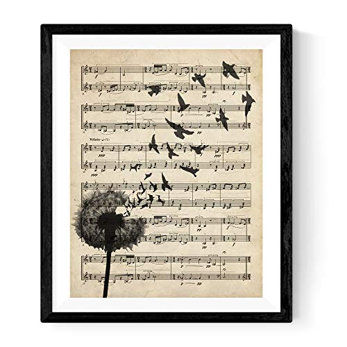 nacnic Prints Dandelion with Musicaly - Set of 1 - Unframed 11x17 inch Size - 250g Paper - Beautiful Poster Painting for Home Office Living Room