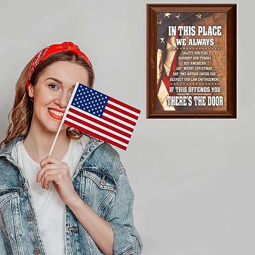 In This Place - We Salute & Support American Flag Wall Decor Poster, This Patriotic Wall Art Poster Is An Ideal Wall Art For Home Decor, Military, Office and Room Decor, Unframed - 8x10"