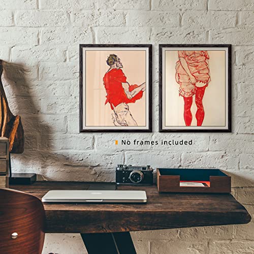 Egon Schiele Abstract Painting Posters Wall Art Decor, 8x10 Canvas Prints Unframed Set of 2, Modern Trendy Room Decor