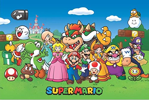 Pyramid America Super Mario Bros 24x36 Poster Art Prints - Iconic Nintendo Characters for Game Room, Bedroom, Office Wall Decor, Aesthetic Room & Living Room Decor