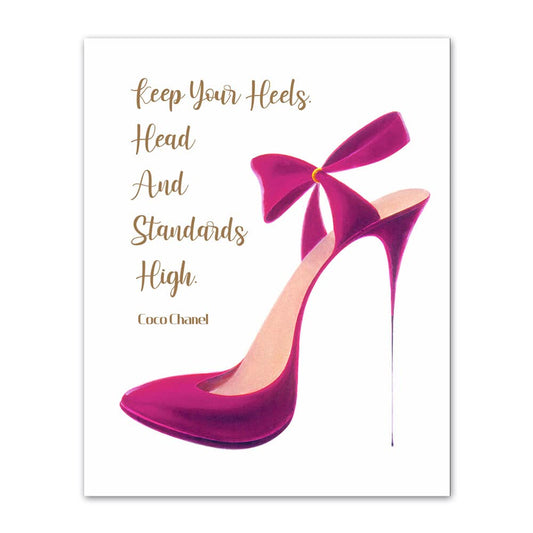 heshengzaixian Keep Your Heels Head Standards High Inspirational Quote Wall Art Prints,Modern Fashion Décor Poster for Girls Room Spa Beauty Salon, Gift for Girlfriend Set1(Unframed) 8x10