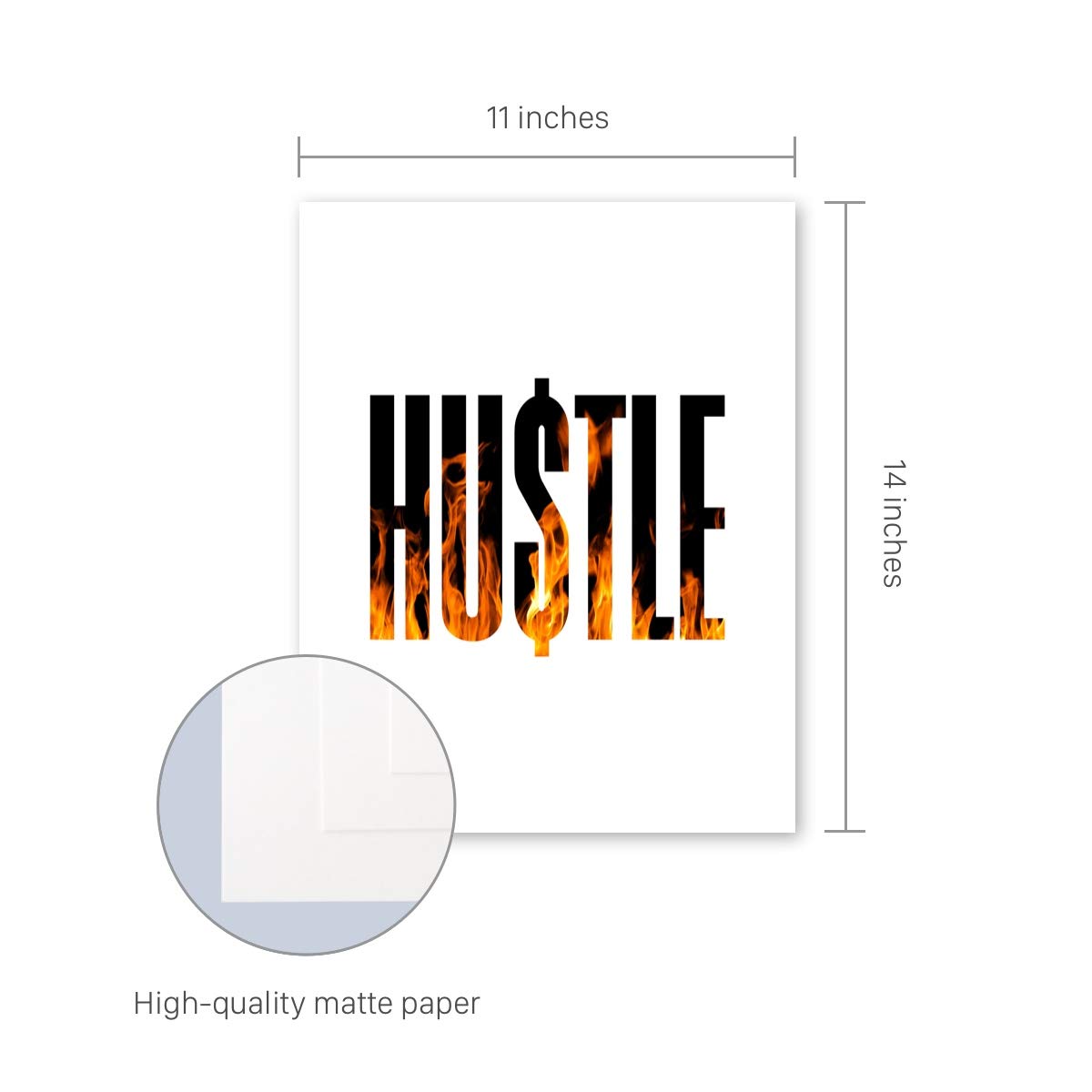 unoXdos Hustle Poster 11x14 College Room & Office Décor Hangings – Unframed – Positive Quote | Inspirational Wall Art | Motivational Poster | Typography Print | Graffiti Wall Hanging (Black)