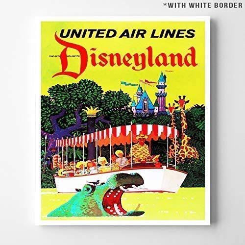 Disneyland United Air Lines Wall Art Poster Home Decor Print Vintage Artwork Reproduction - Unframed