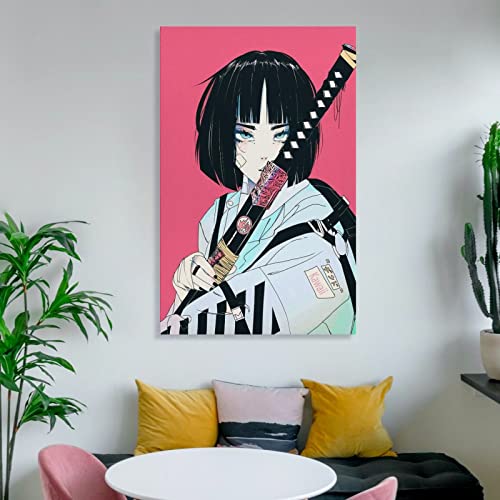 ASQUAR Japanese Anime Samurai Girl Kawaii Poster Canvas Print Artwork Wall Art Decor Poster for Modern Homes Office Bedroom 12x18inch(30x45cm)