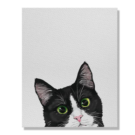 WIRESTER Black White Tuxedo Cat Canvas Prints Artwork Wall Art Poster for Home Office Living Room Decorations 8 x 10 inch