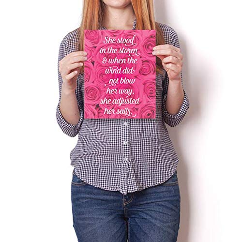 Inspired Posters - She Stood In The Storm - Breast Cancer Awareness Decorative Wall Art Poster - Modern Home Decor - Motivational Posters - UV Print 8x10 Poster