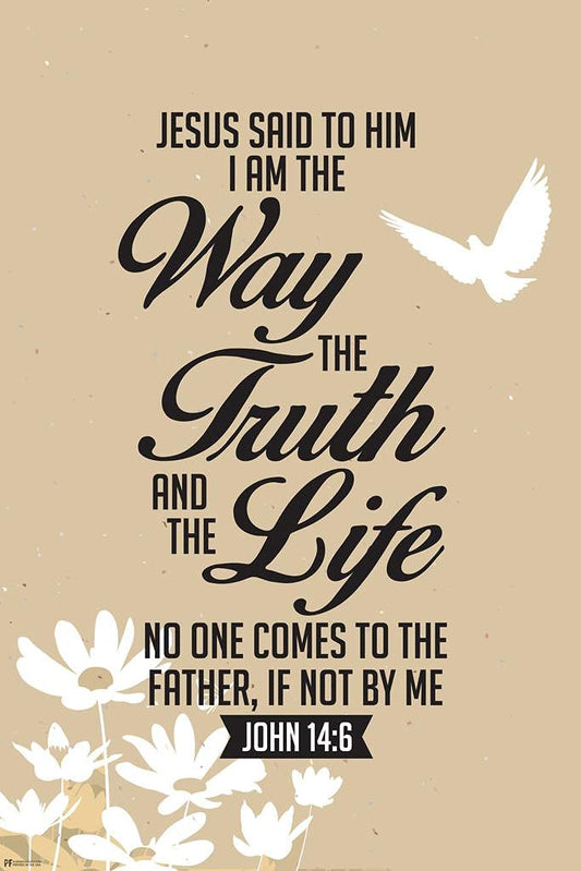 Jesus Is the Way the Truth and the Life John 14 6 Bible Quote Spiritual Decor Motivational Poster Bible Verse Christian Wall Decor Inspirational Art Scripture Thick Paper Sign Print Picture 8x12