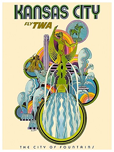 Vintage Kansas City Art Print Retro Travel Poster Kansas Decor xr1282 (5x7)