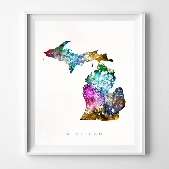 Michigan Watercolor Map Wall Art Poster Home Decor Print Watercolour Artwork - Unframed