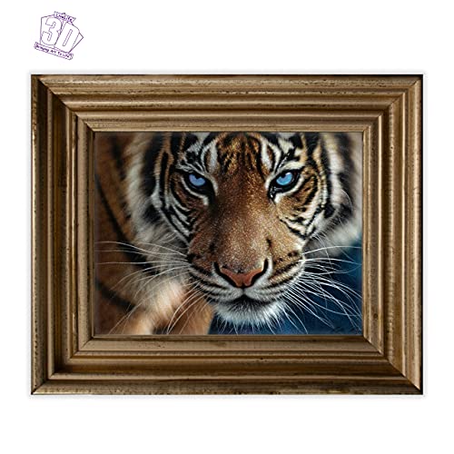 3D LiveLife Lenticular Wall Art Prints - Blue Eyes from Deluxebase. Unframed 3D Tiger Poster. Perfect wall decor. Original artwork licensed from renowned artist, Steve Sundram