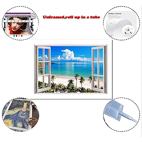 LIXI Window with Ocean View Posters HD Canvas Print Modern Home Decor Wall Art 08x12inch(20x30cm)