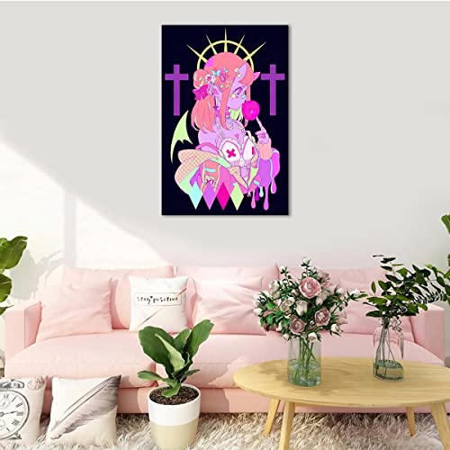 AFUT Pastel Goth Poster,Pastel Decor,Aesthetic Art Canvas Wall For Living Room Decor Aesthetic Vintage Posters & Prints Dorm Girls Cool Unframed 12x18 inches