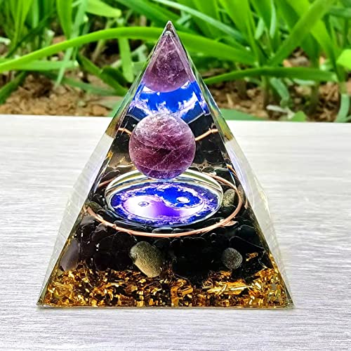 Orgone Pyramid for Positive Energy, Crystals Pyramid & Healing Stones, Protection Crystals Energy Generator for Stress Reduce Healing Meditation Attract Wealth Lucky (Tai Chi)